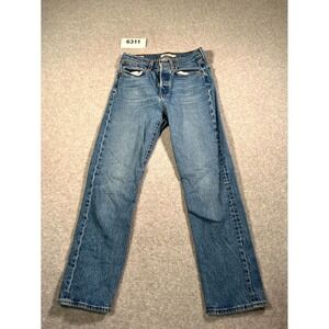 Levi's Premium Jeans Womens 27 Blue Denim Medium Wash Whiskering Wedgie Straight